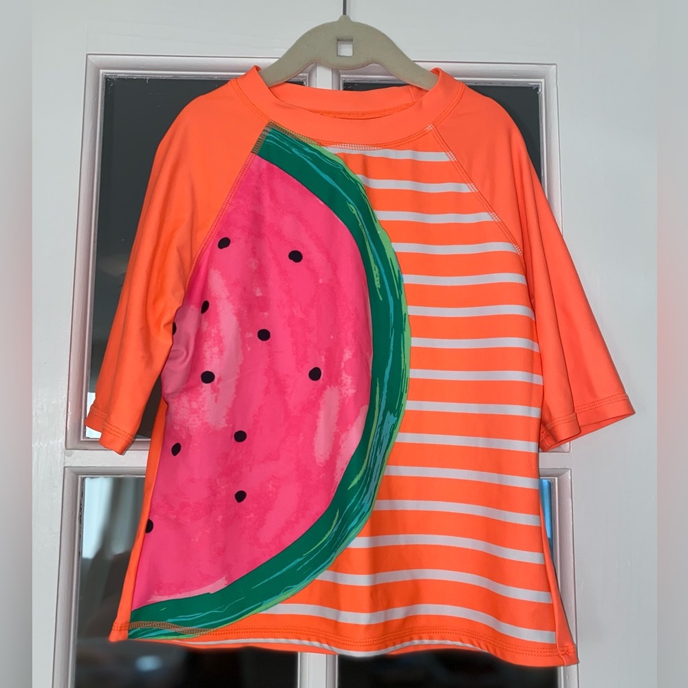 Girls watermelon rash guard swim top short sleeve